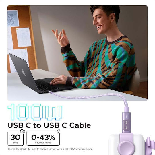 Ugreen LED USB 2.0 Kabel USB-C männlich - USB-C 100W PD Lila 2m 65216