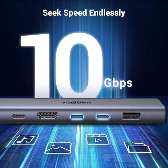 Ugreen CM511 Stație de Andocare USB-C cu HDMI 4K PD Gri