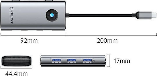 Orico USB-C Docking Station με 4K Ethernet Γκρι (PW11-6P25R-GY-BP)