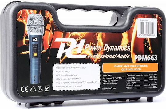 Power Dynamics PDM663 Δυναμικό Μικρόφωνο XLR Χειρός για Φωνητικά