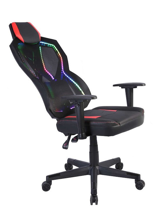 RFG Геймърски стол с регулируеми подлакътници и RGB осветление Черен
