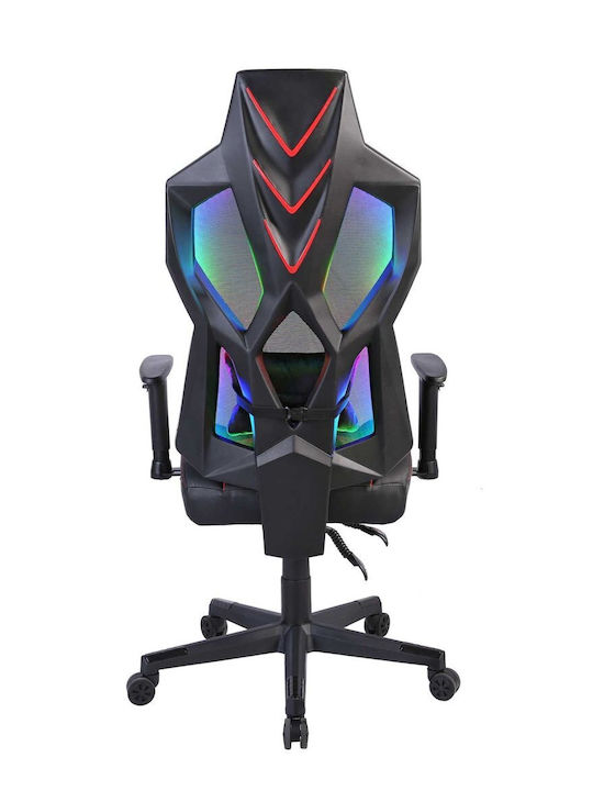 RFG Геймърски стол с регулируеми подлакътници и RGB осветление Черен