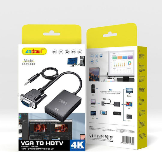 Andowl Converter 3.5mm / VGA male to HDMI female 1pcs Q-HD09