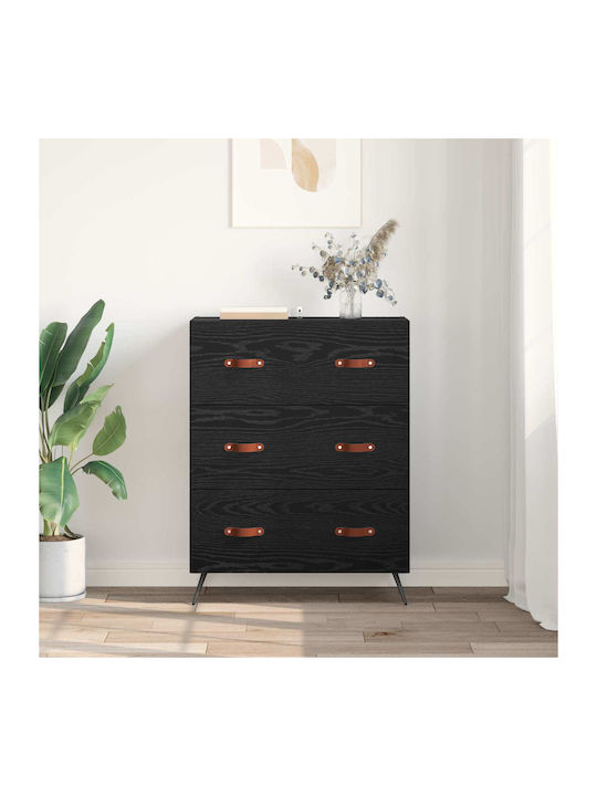 Sideboard aus Holz & Metall mit Schubladen Schwarze Eiche 69.5x34x90cm