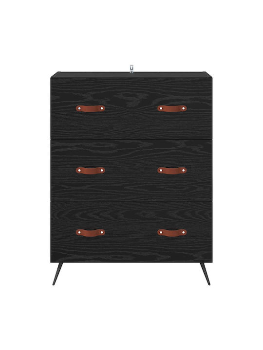 Sideboard aus Holz & Metall mit Schubladen Schwarze Eiche 69.5x34x90cm
