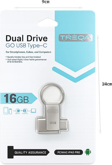 Treqa UP-02 8GB USB 3.0 Stick cu conexiune USB-A & USB-C Maro