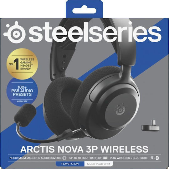SteelSeries Arctis Nova 3P Wireless Over Ear Gaming Headset with Bluetooth / USB Connectivity for Nintendo Switch / Nintendo Switch 2 / PC / PS4 / PS5