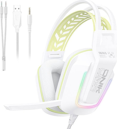 Onikuma X13 Over Ear Gaming Headset με σύνδεση 3.5mm / USB Λευκό