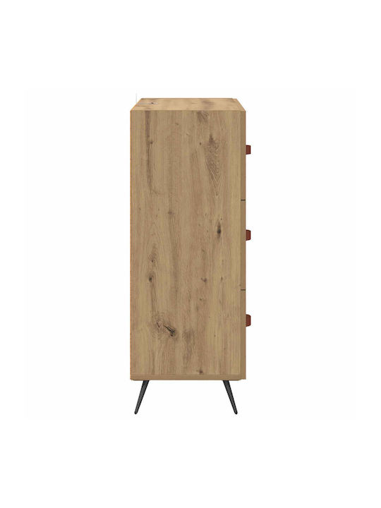 vidaXL Sideboard aus Holz & Metall mit Schubladen Eiche 69,5x34x90cm