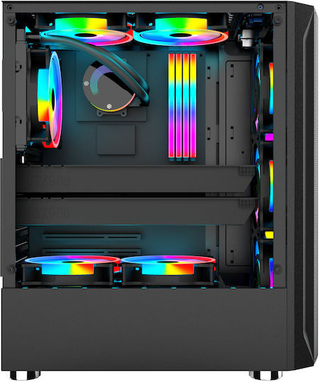 ProGaming Diamond Gaming Midi Tower Κουτί Υπολογιστή με Πλαϊνό Παράθυρο και ARGB Φωτισμό Μαύρο