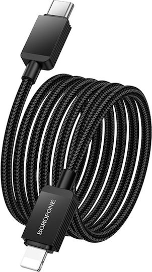Borofone Geflochten USB-C zu Lightning Kabel 27W Schwarz 1m