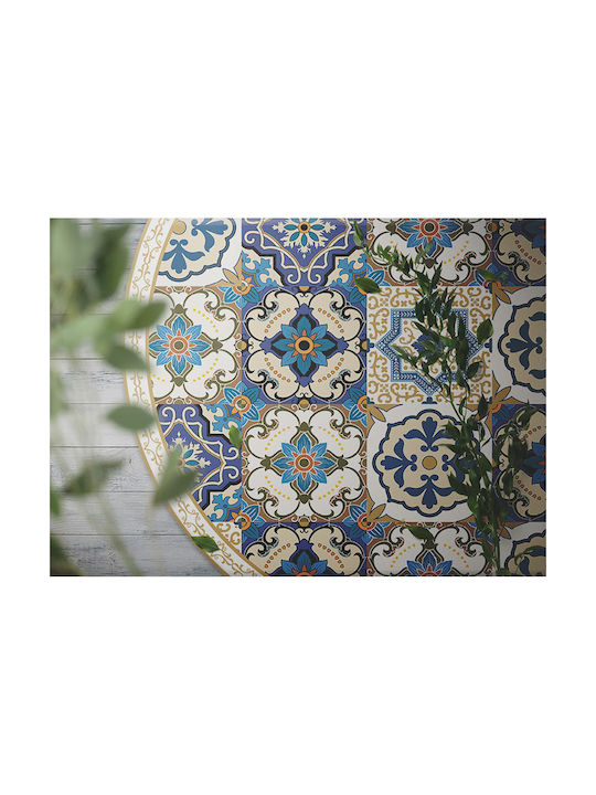 Tulup Rundes Blaues Wohnzimmer Teppich Φ120cm