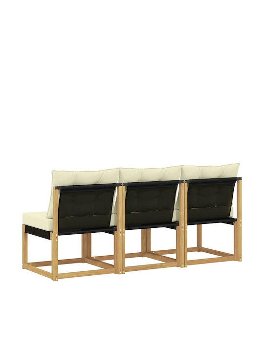Three-Seater Outdoor Wooden Sofa with Cushions
