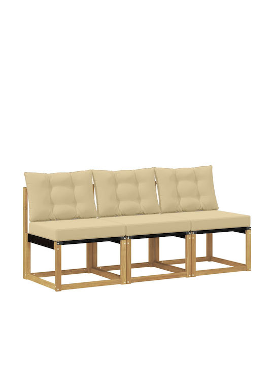 Three-Seater Outdoor Wooden Sofa with Cushions