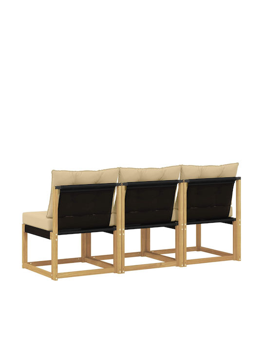Three-Seater Outdoor Wooden Sofa with Cushions