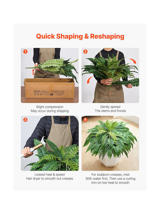 Vevor Artificial Boston Fern 114.3 Cm 63 Leaves Set Of 2 Pieces Indoor Outdoor Use