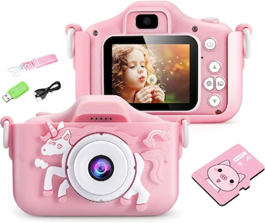 Full Hd Digital Camera Kids + Games Pink Unicorn