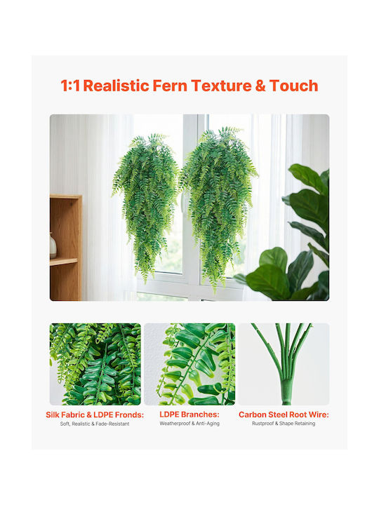 Vevor Artificial Hanging Ferns 12 Pieces 81.3 Cm Plastic Green Decorative Plant For Indoor & Outdoor Use Xdsrzjlzw12plphme001v0