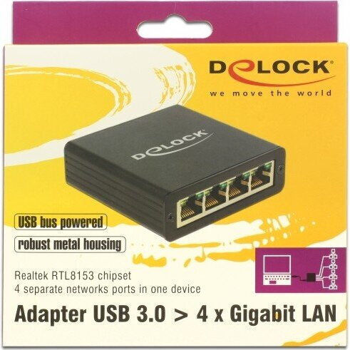 DeLock Adapter USB 3.0 > 4 x Gigabit LAN