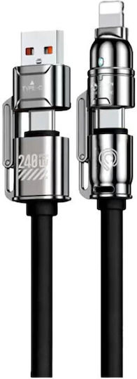 Hyperloq Cablu USB la cu mai multe porturi Negru 2m (52475970617682)