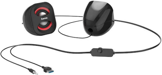 HAMA Sonic Mobil 183 Компютърни тонколони 2.0 с мощност 3W в Черен цвят