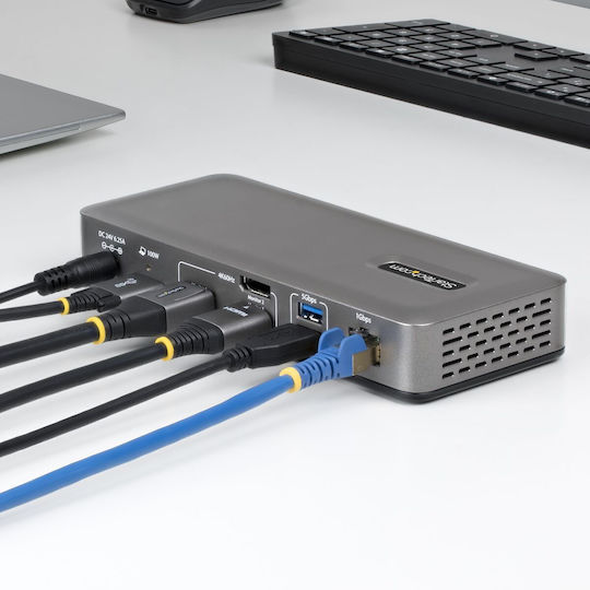 StarTech USB-C Docking Station με HDMI/DisplayPort 4K PD Ethernet Γκρι (199UE-USBC-DOCK)