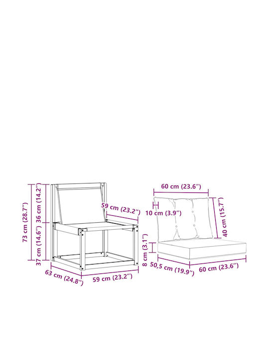 vidaXL Zweisitziges Outdoor-Sofa Hölzernes mit Kissen