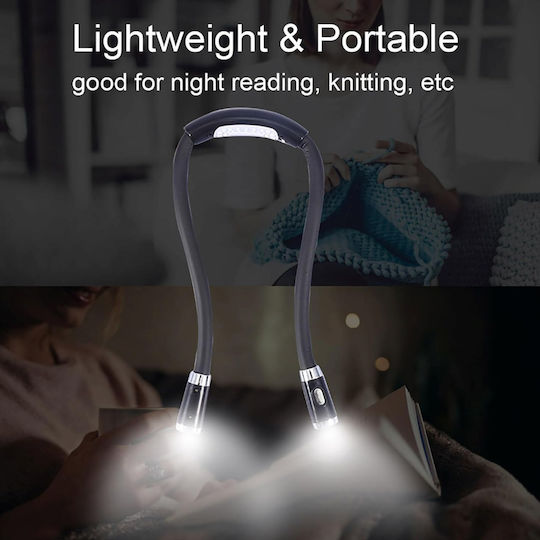 Led Reading Lamp Zola 2 Light Sources 3 Lighting Modes Neck Positioning Battery Powered 56 Cm Black