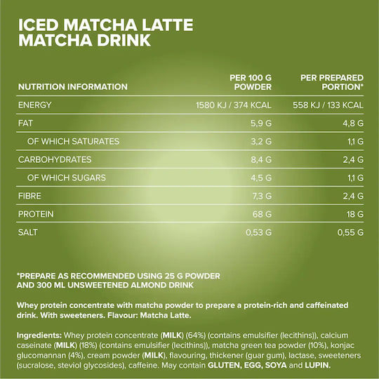 IronMaxx Iced Matcha Latte Protein Whey 400g