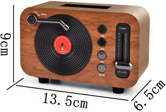 MK-267BT Retro Ραδιοφωνάκι Επαναφορτιζόμενο με Bluetooth και USB Καφέ