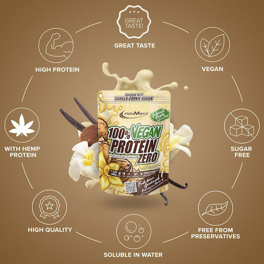 IronMaxx 100% Vegan Protein Zero Πρωτεΐνη Αρακά Χωρίς Λακτόζη με Γεύση Vanilla Cookie Dough 500gr