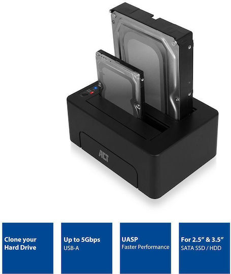 Act Docking Station pentru 2 Hard Disk-uri SATA 2.5" / 3.5" cu conectivitate USB 3.0 (AC1504)
