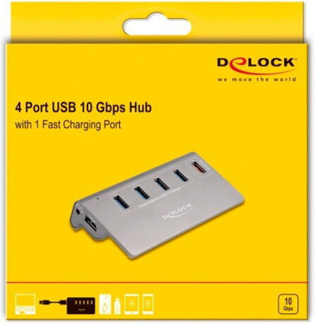 DeLock USB Hub 10 Ports USB 3.2 with USB-A Connection Gray