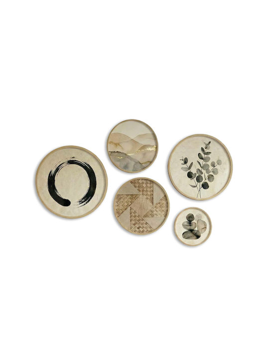 Megapap Set Plăcuțe Decorative din Lemn Nima 5 Bucăți
