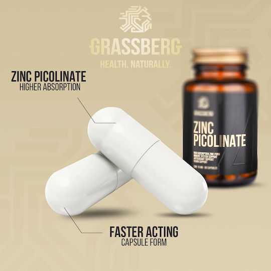 Grassberg Zinc Picolinate με Βιταμίνη C 60 κάψουλες