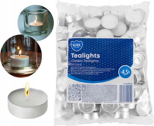 Aura Glass Aromatic Tealights In White Colour 100 Pieces