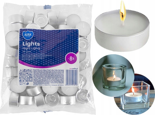 Aura Glass Teelichter Aromatisch in Weiß Farbe 50 Stück