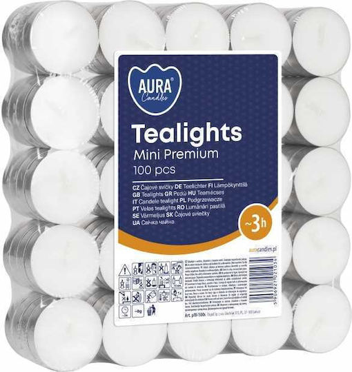 Aura Glass Ρεσώ σε Λευκό Xρώμα (έως 3 Ώρες Καύσης) 100τμχ
