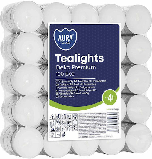 Aura Glass Aromatic Tealights In White Colour 100 Pieces