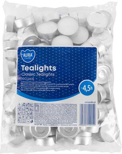 Aura Glass Aromatic Tealights In White Colour 100 Pieces