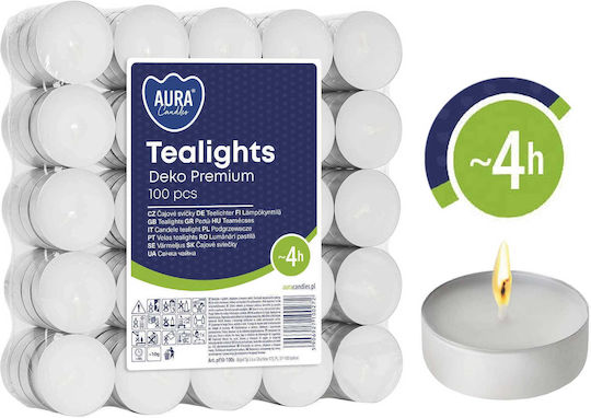 Aura Glass Aromatic Tealights In White Colour 100 Pieces