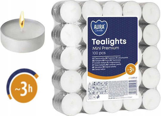 Aura Glass Ρεσώ σε Λευκό Xρώμα (έως 3 Ώρες Καύσης) 100τμχ