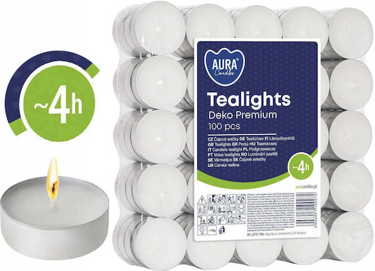 Aura Glass Aromatic Tealights In White Colour 100 Pieces