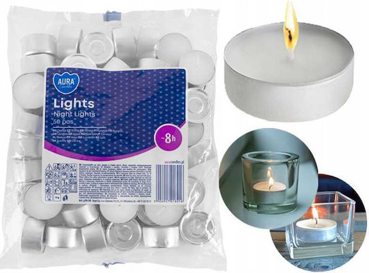 Aura Glass Teelichter Aromatisch in Weiß Farbe 50 Stück