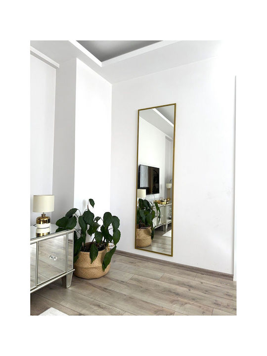 SteweHome Огледало с Златна Метална Рамка 180x50см