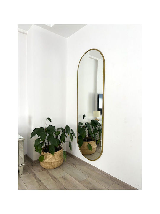 SteweHome Oglindă Ovală cu Ramă Metalică Aurie 180x60cm