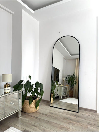 SteweHome Boden- oder Standspiegel Oval mit Schwarzem Metallischem Rahmen 180x70cm