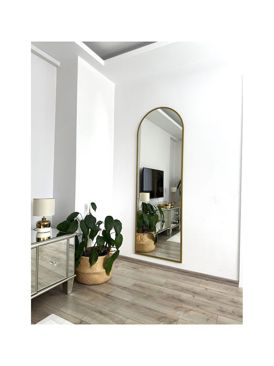 SteweHome Καθρέπτης με Χρυσό Μεταλλικό Πλαίσιο 180x60cm