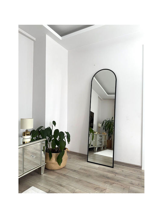 SteweHome Oval Floor Mirror with Black Metal Frame 180x50cm