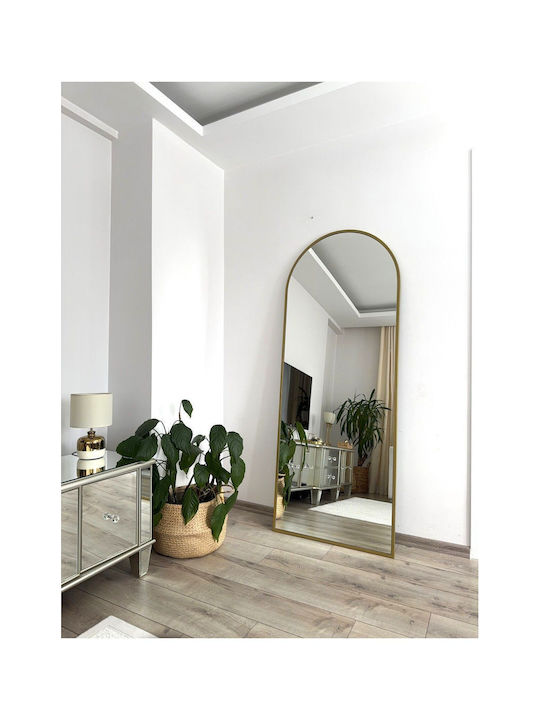 SteweHome Oglindă Ovală cu Ramă Metalică Aurie 180x70cm